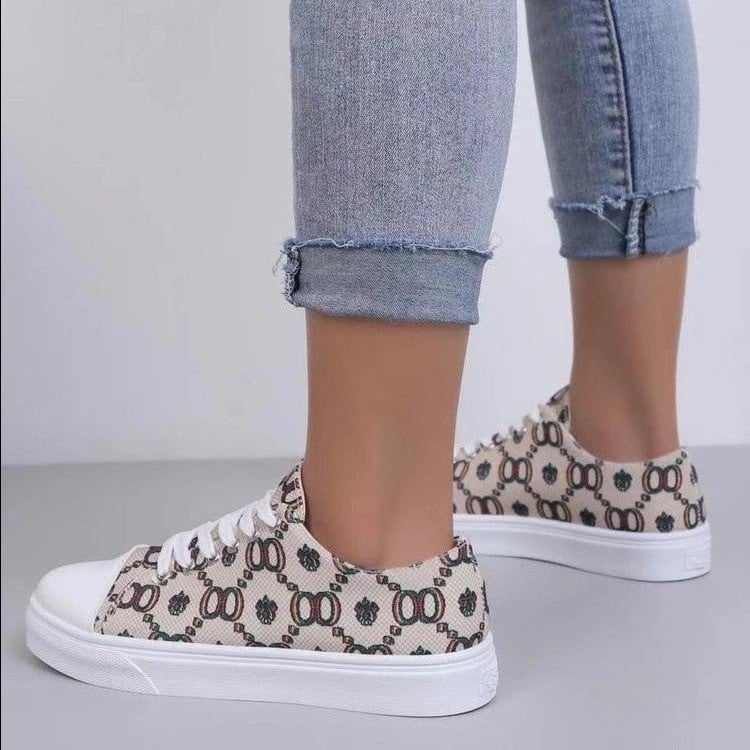 New Fashion Women's Printed Canvas Shoes Casual Women's Non-slip Vulcanized Flat Shoes Summer Casual Canvas Shoes 43