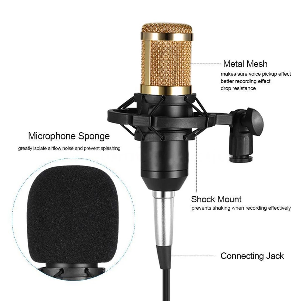 Portable and widely compatible with BM800 metal mesh studio home KTV computer recording condenser microphone