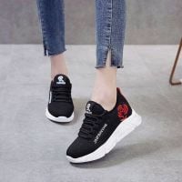 s Female Spring and Summer New Air-permeable Mesh Shoes Baitie Mesh Red Thick-soled Leisure Sports Shoes