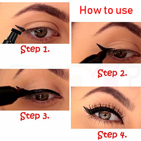 2 In1 Eyeliner Stamp Liquid Eyeliner Pencil Makeup Stamps Seal Pen Stamp Eye liner Pencil Waterproof Quick Dry Eye Makeup Tool