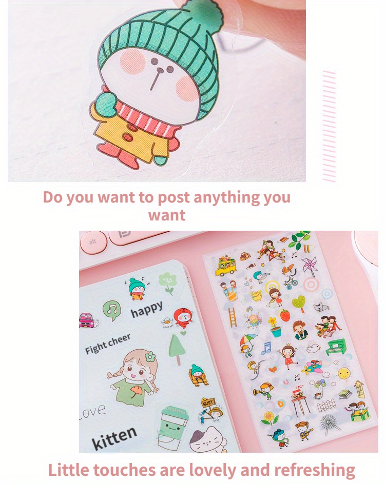 6sheets Cartoon Stickers Decorative Stickers For Water Bottle Computer, Notebook Luggage Phone