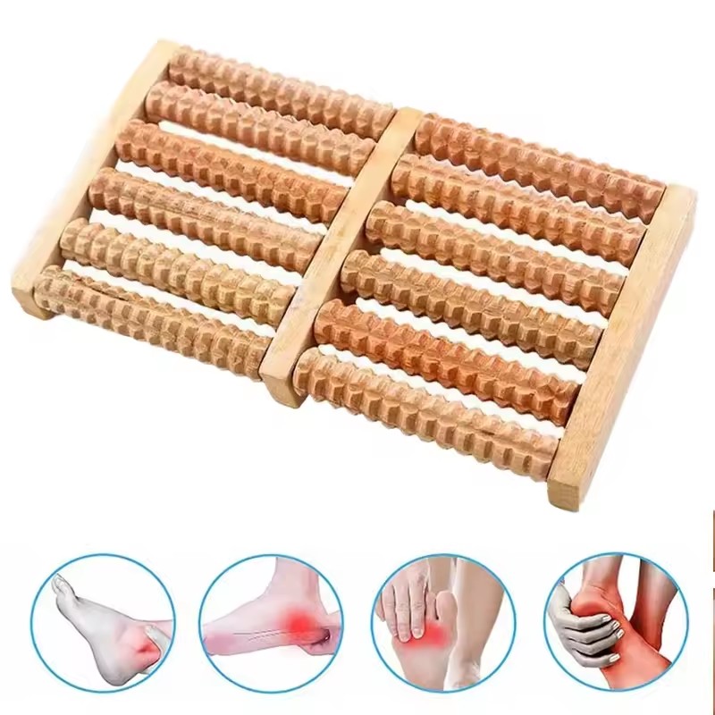 Three-row foot massager, wooden foot massager, relaxing massager
