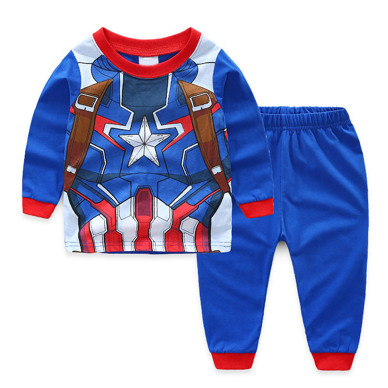 2-7 years old cotton pajamas Captain America Spider-Man Batman Superman suit Cartoon pajamas pajamas clothes