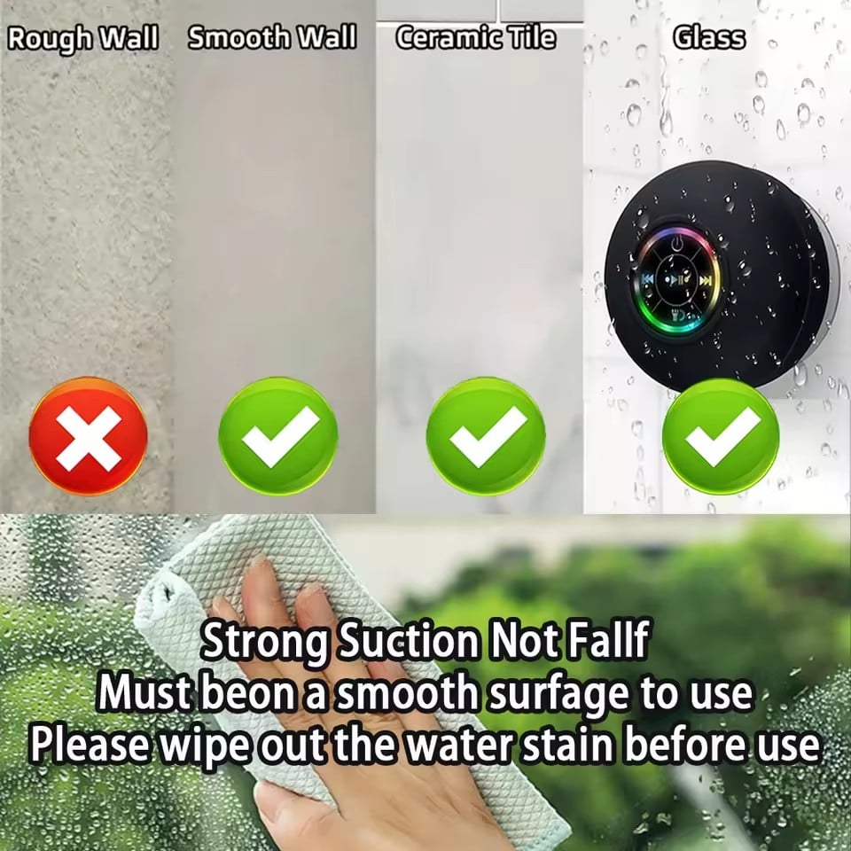 2025 Bathroom Waterproof Wireless Bluetooth Speaker Large Suction Cup Mini Portable Speaker Outdoor Sports Stereo Speaker