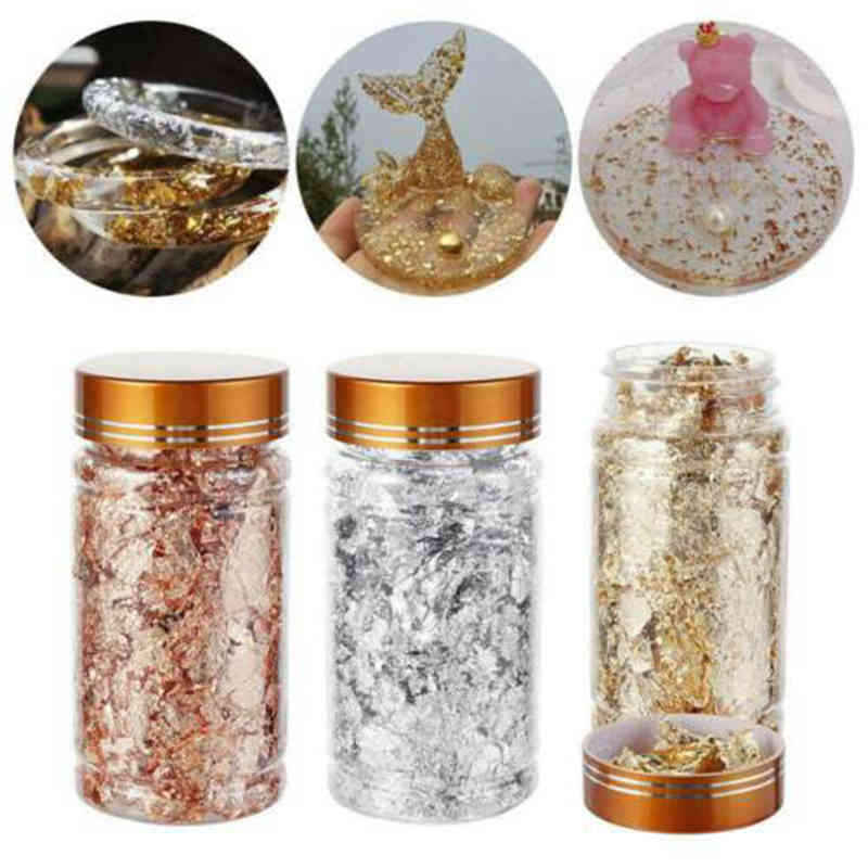 Gold foils Aluminum Foil Flakes Luxury Nail Art Sequins Fragments Glitter Decoration 3G