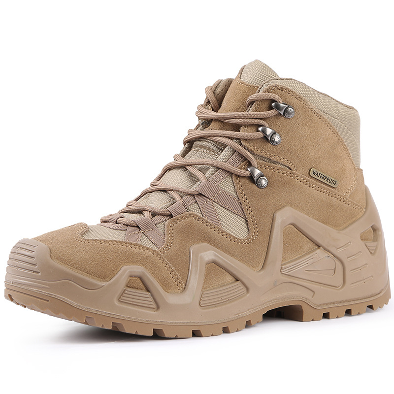 2024 leather Outdoor Mountain Climbing Shoes Desert Trekking Footwear Men's waterproof Hiking Boots