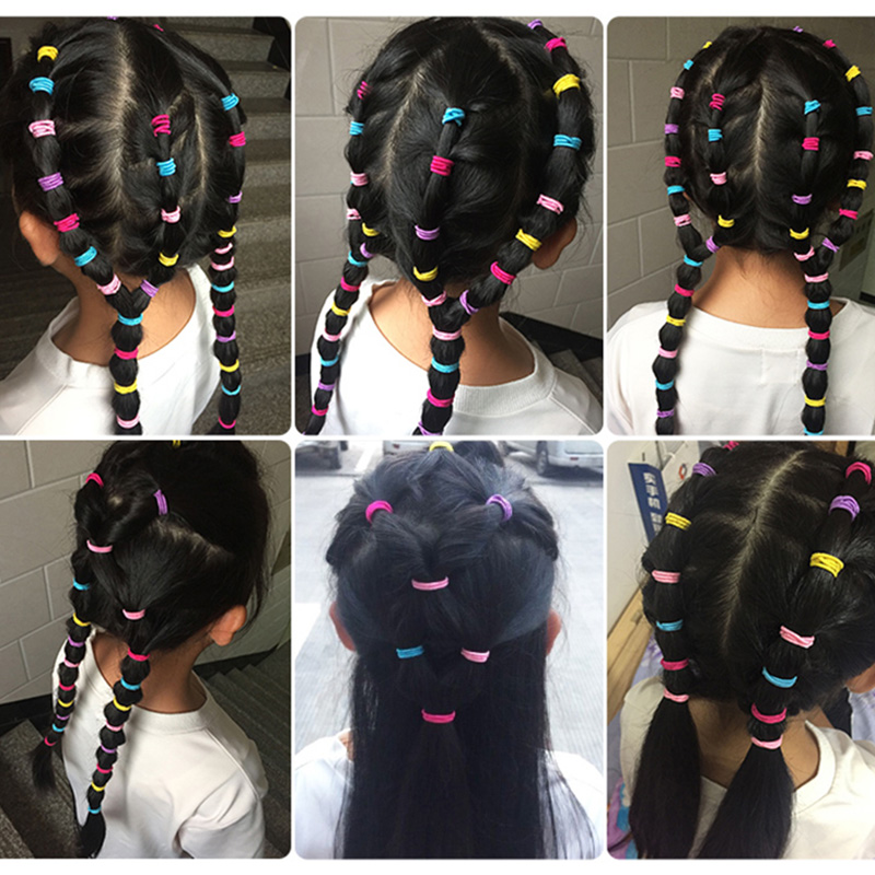 100PCS/ New Girls Cute Colorful Basic Elastic Hair Bands Tie Gum Scrunchie Ring Rubber Fashion Hair Accessories