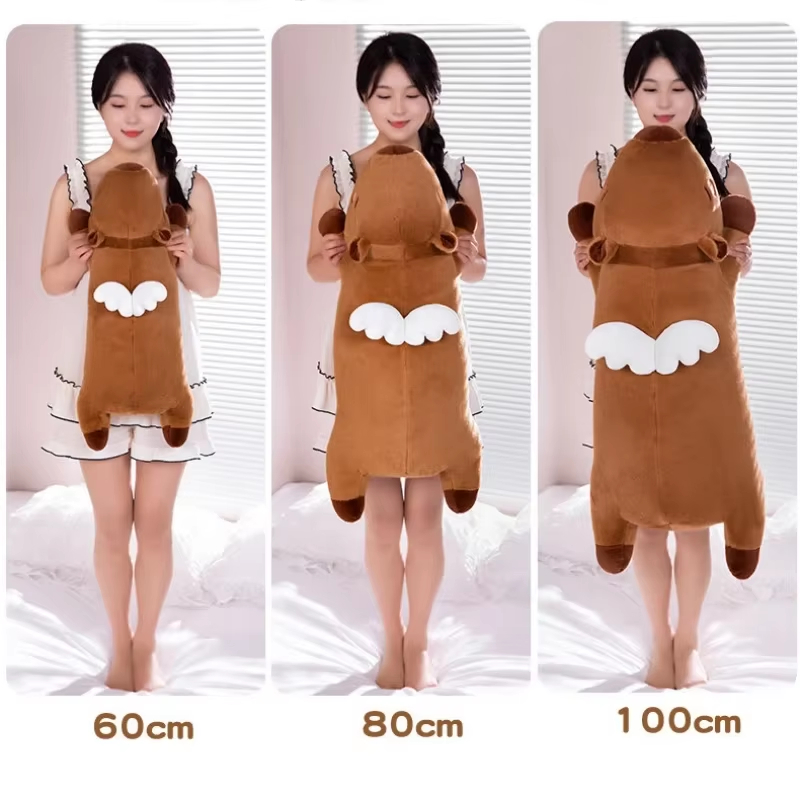 50cm-130cm Kawaii Cartoon Giant Strip Capybara Plush Doll Pillow Lying Brown Orange Wings Creative Capybara Plush Toy Home Decor