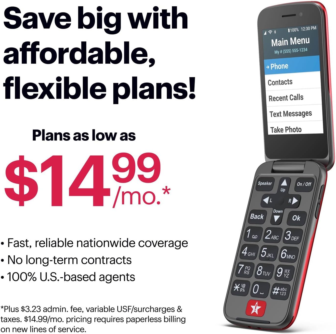 LIVELY Jitterbug Flip2 - Flip Cell Phone for Seniors - Not Compatible with Other Wireless Carriers - Must Be Activated Phone Plan - No SIM Needed - Re