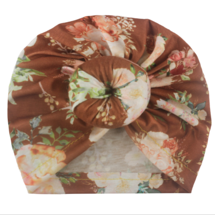 New 7-color doughnut baby printed headscarf India knot hat children's Pullover cap