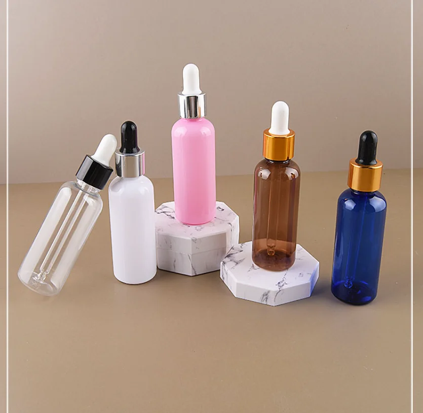 10pcs/Lot Plastic PET Dropper Bottle for Essential Oil 50ML Rubber Dropper Bottles Container
