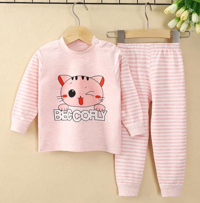 Winter Autumn Girls Donald Duck Tops+Pant Set Baby Kids Pajamas Set Nightwear Home Wear Cotton