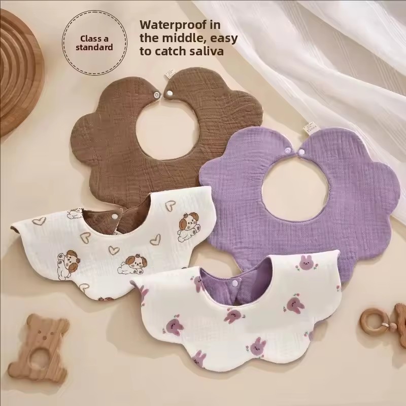 Organic Cotton Muslin Newborn Baby Bibs For Teething Drooling Soft & Absorbent Saliva Towel Burp Cloth Baby Feeding Drool Bibs