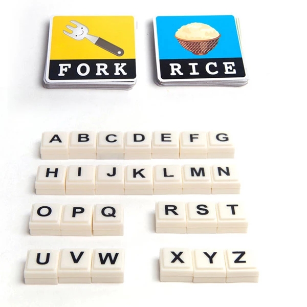 Matching Letter Game Spelling Reading English Alphabet Wooden Letters Card Match Game Children Pre-school Learning Language Toys