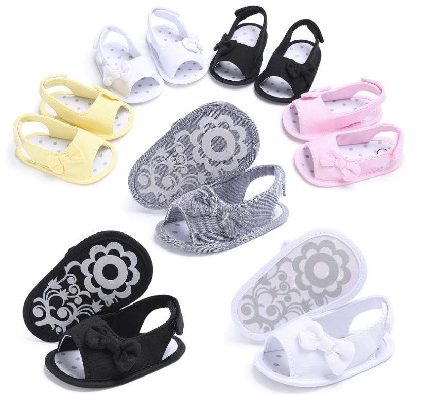 Sweet Canvas Newborn Baby Shoes Footwear Infant Toddler First Walkers Summer Girls Princess Bow Peep Toe Dress Shoe