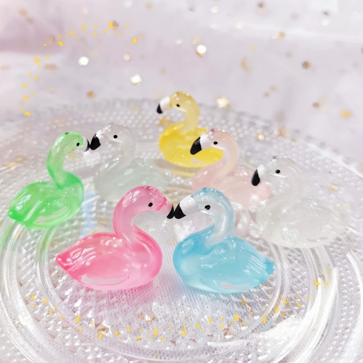 10pc 2023 new luminous cygnet ornaments resin stereo cygnet DIY key chain necklace accessories