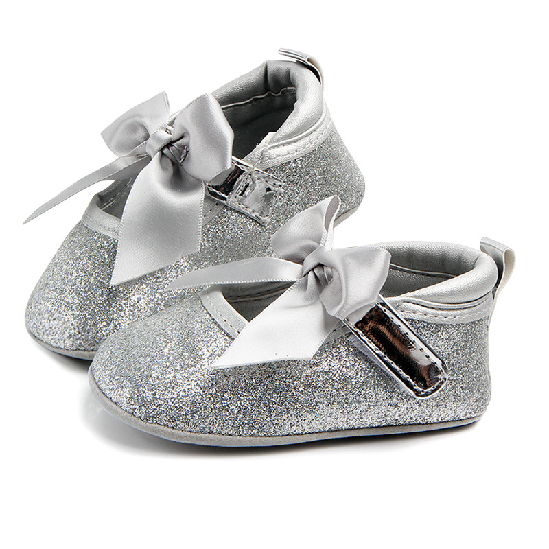 Shiny baby princess shoes baby shoes soft bottom non-slip shoes 0-1 years old spring and autumn