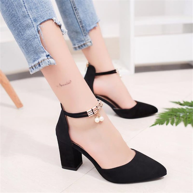 Ladies Sandals Shoes Women L Luxury Sandals Ankle Mid Heel Block Party Open Toe Square Shoes Zapatos De Mujer