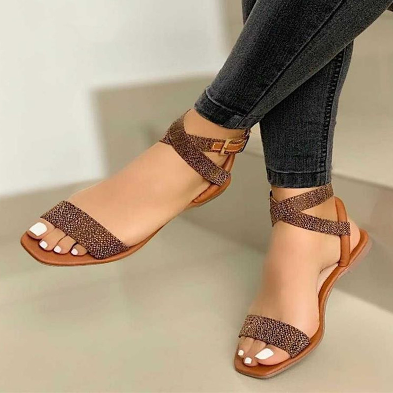 Women's shoes 2023 summer new style ankle winding ladies outer wear belt buckle sandals women slippers women