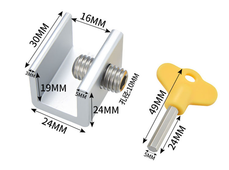Adjustable Sliding Window Limit Locks Stop Aluminum Alloy Door Frame Security Lock with Keys for Home and Office