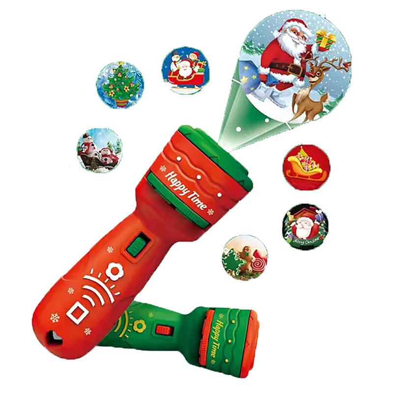 Christmas Gifts Projection Flashlight Portable Cute Cartoon Pattern Glowing Toys Early Educational for Children Xmas Decorations