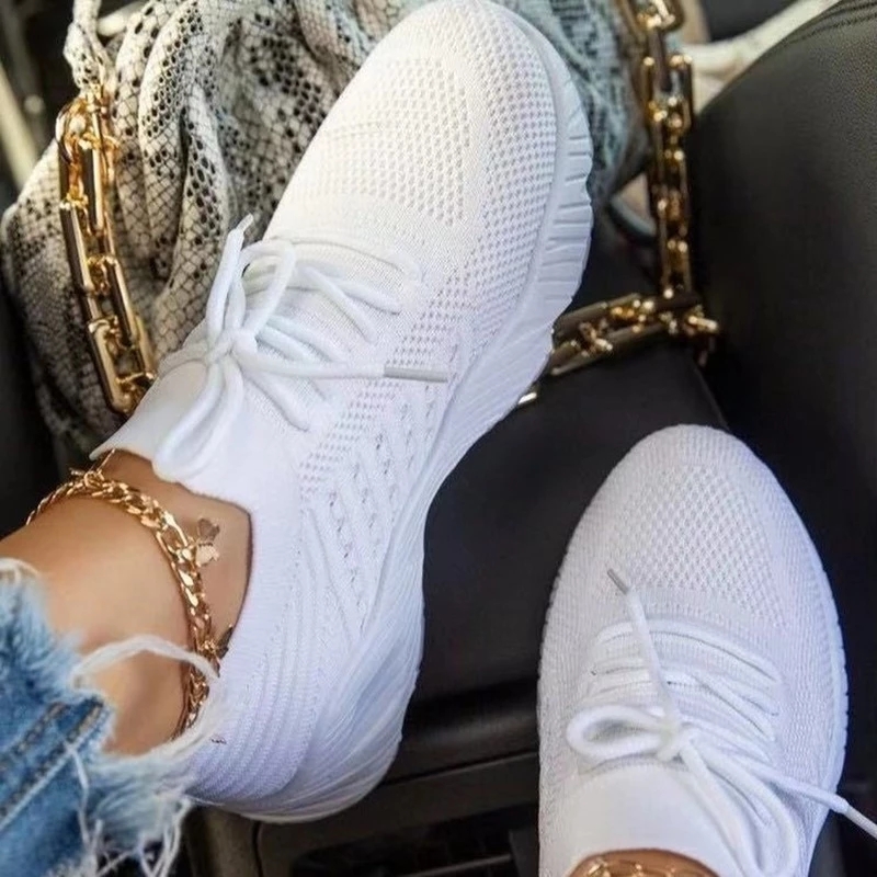 Sneakers Shoes Fashion Breathable Lace Up Platform Women vulcanize Shoes Summer Flat Mesh Sports Shoes Woman Running Shoes