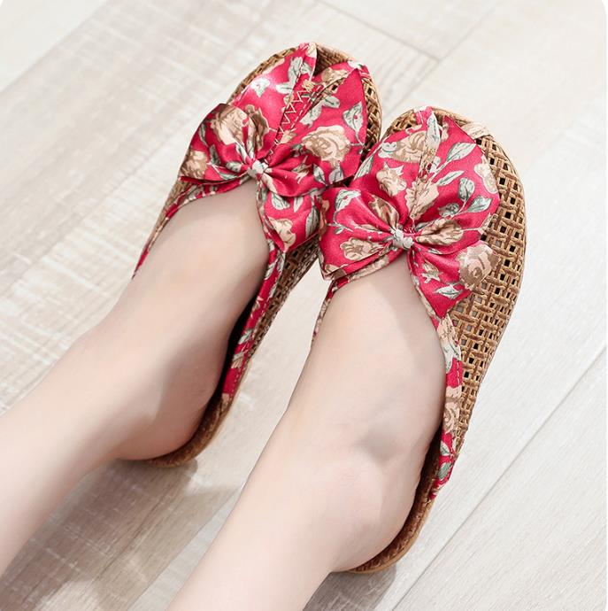 New rattan grass slippers for home, men and women, summer couples, breathable indoor rattan grass flooring, and cool slippers