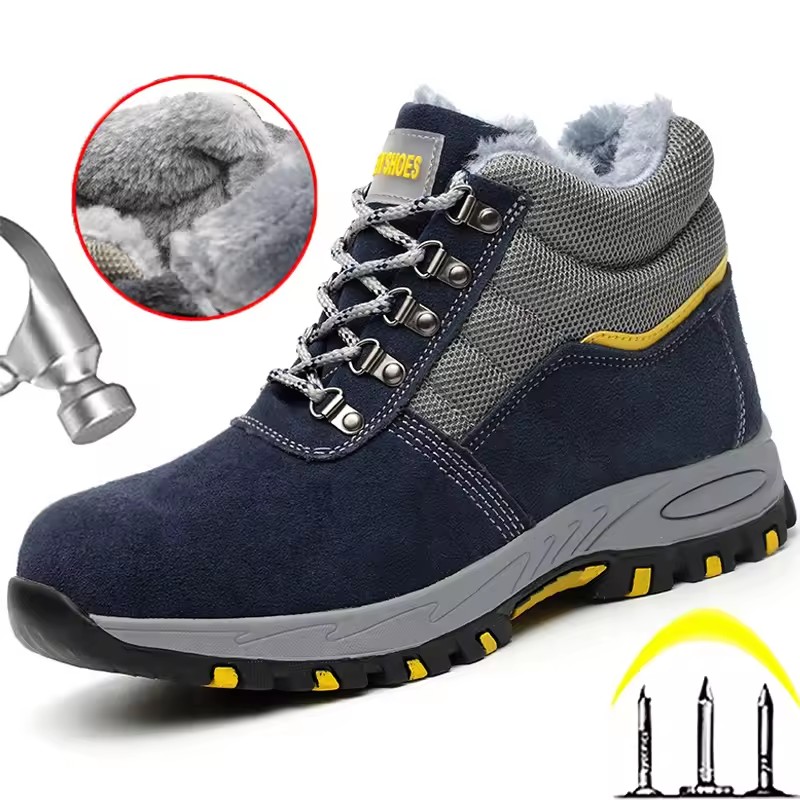 Autumn Winter High Top Safety Boots Men Anti Scalding Work Boots Steel Toe Shoes Construction Protective Boots Puncture-Proof