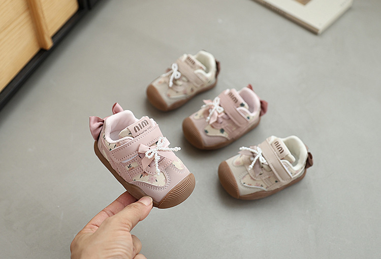 Baby Casual Shoes Soft Sole Princess Style for Girls Fashion Shoes Sweet Back Bows Autumn New Kids Walking Shoes