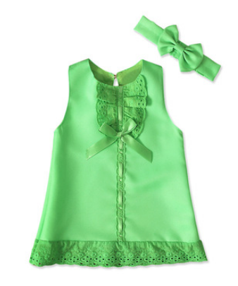 Summer two piece sleeveless bow skirt children's dress