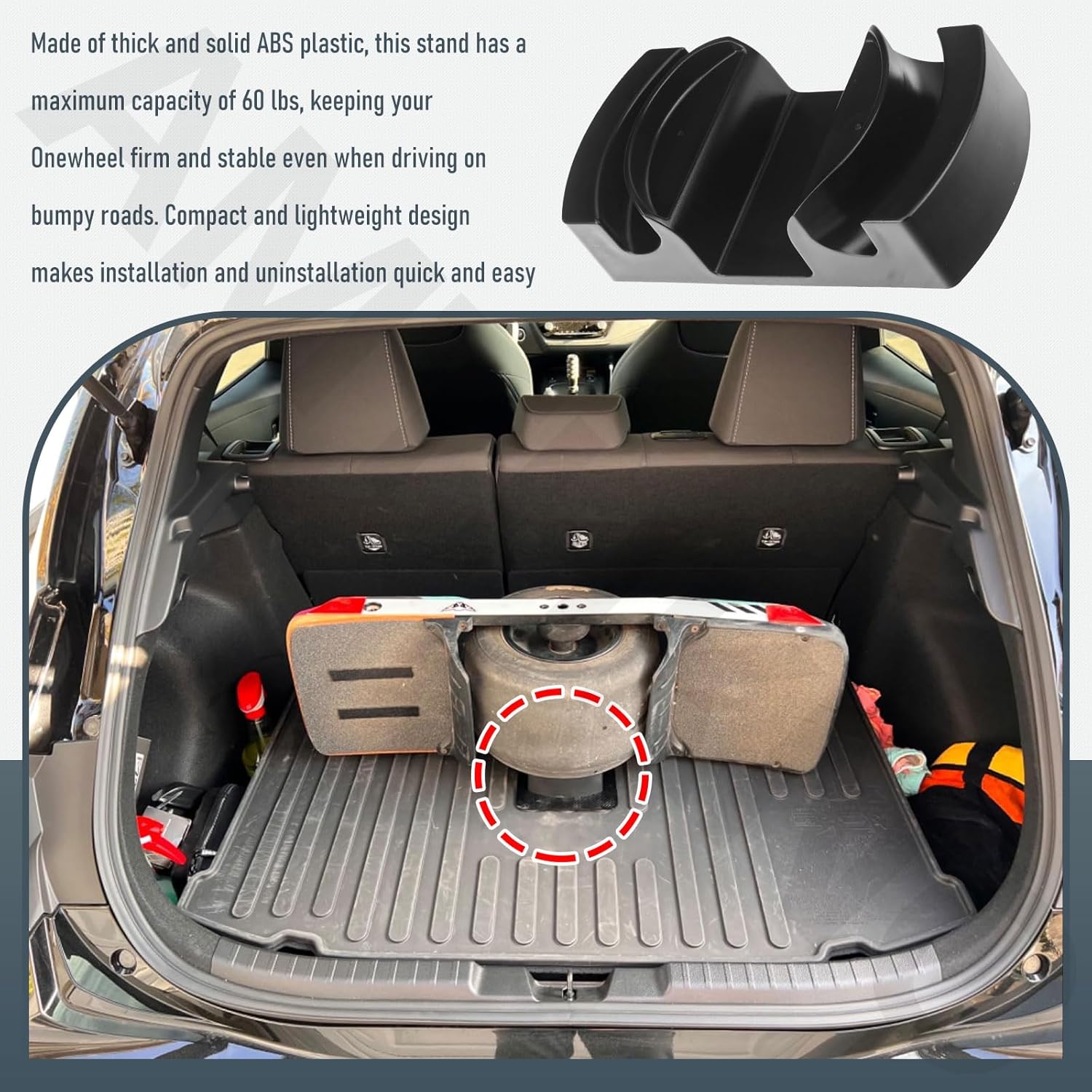 Car Trunk Stand for OneWheel GT, Pint X, Pint, XR - Fit All Cars, Trucks & SUVs Trunk, Secures Onewheel Stably, Effectively Protects OneWheel from Imp