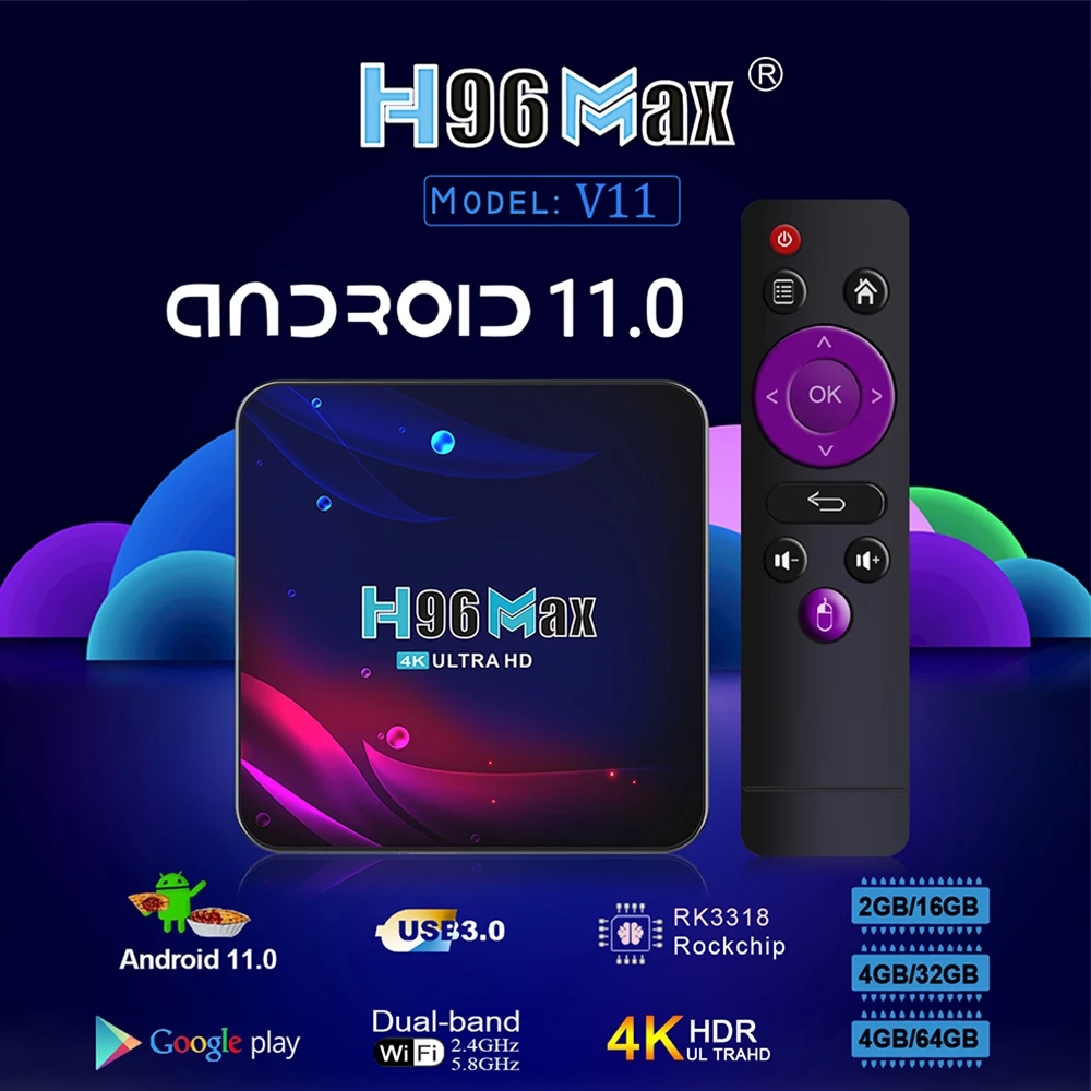 Latest H96 MAX Android 9.0 Smart TV BOX 4GB+32GB Bluetooth 4K Quad Core WiFi Netflix Youtube Google Play Home Audio Media