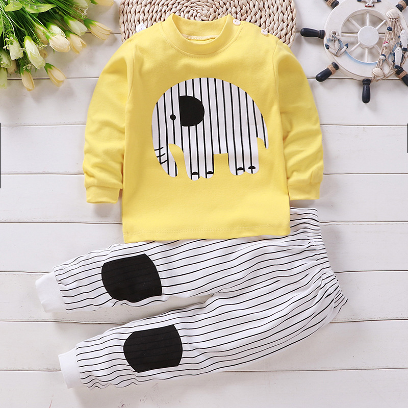 (0-3T)Baby Clothes Cotton Boys and Girls Baby Underwear Set Children's Autumn Clothes Long Pants Home Children's newborn clothes