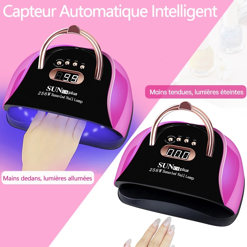 256W UV LED Nail Lamp Gel Nail Light for UV Gel Nail Polish 57LED UV Dryer with 4 Timers Professional for Nail Art Home Salon