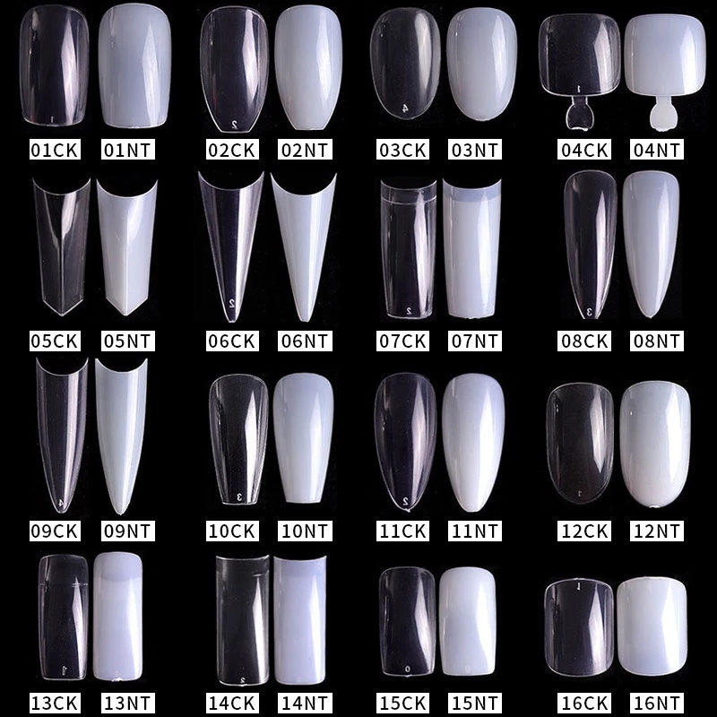 500 Tips Kit Bagged Fake False Nails Full Half French Acrylic ABS For Manicure Fingers Toes Set C Smile Sharp 10 Sizes