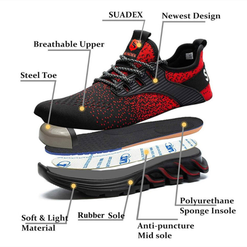 Safety shoes men's women's steel toe boots indestructible work shoes lightweight breathable composite toe for men