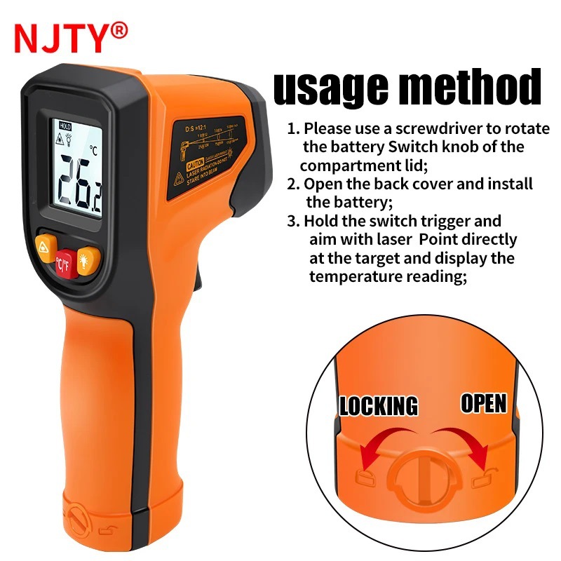 T400 Digital Infrared Thermometer -50~400℃ Laser termometro Pyrometer Gun Non-Contact Laser Temperature Meter gauge Tools