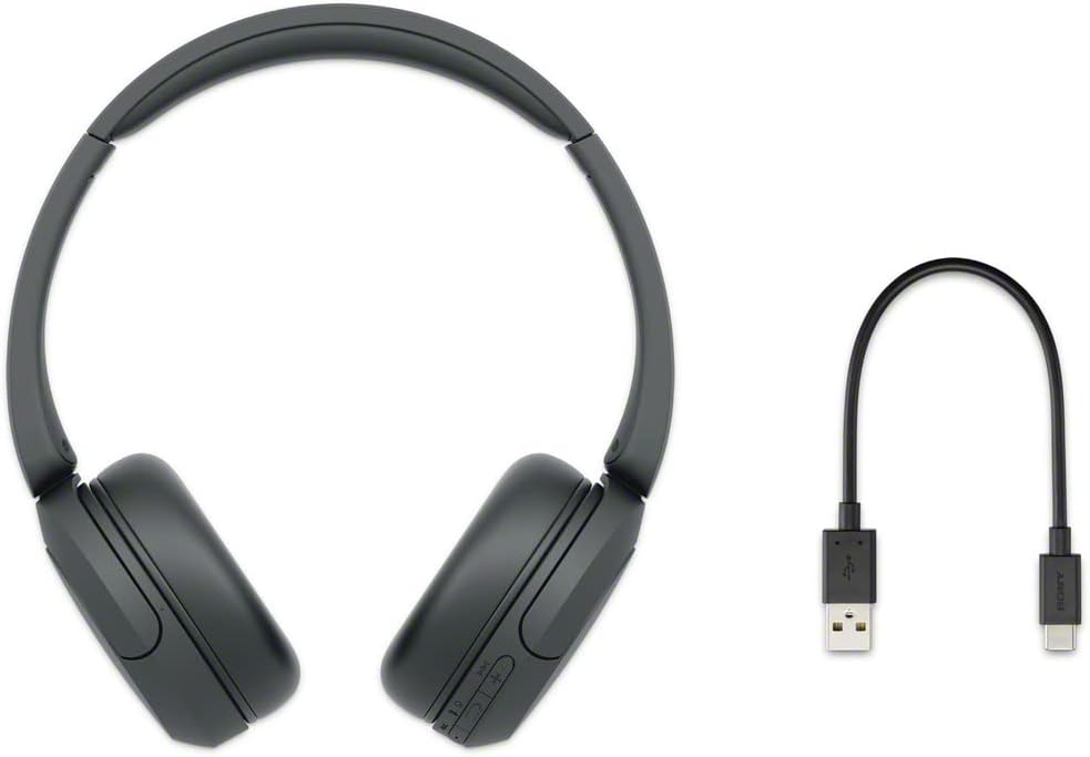 Sony WH-CH520 Wireless Headphones Bluetooth On-Ear Headset with Microphone and up to 50 Hours Battery Life with Quick Charging, Black
