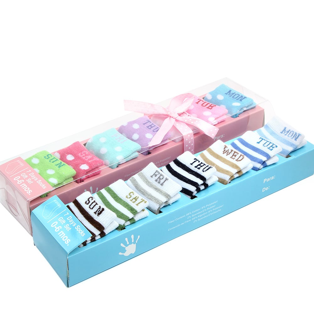 Buy 1 Get 1 boxed socks Weekly socks Spring and Summer baby socks gift box 7 pairs of baby socks