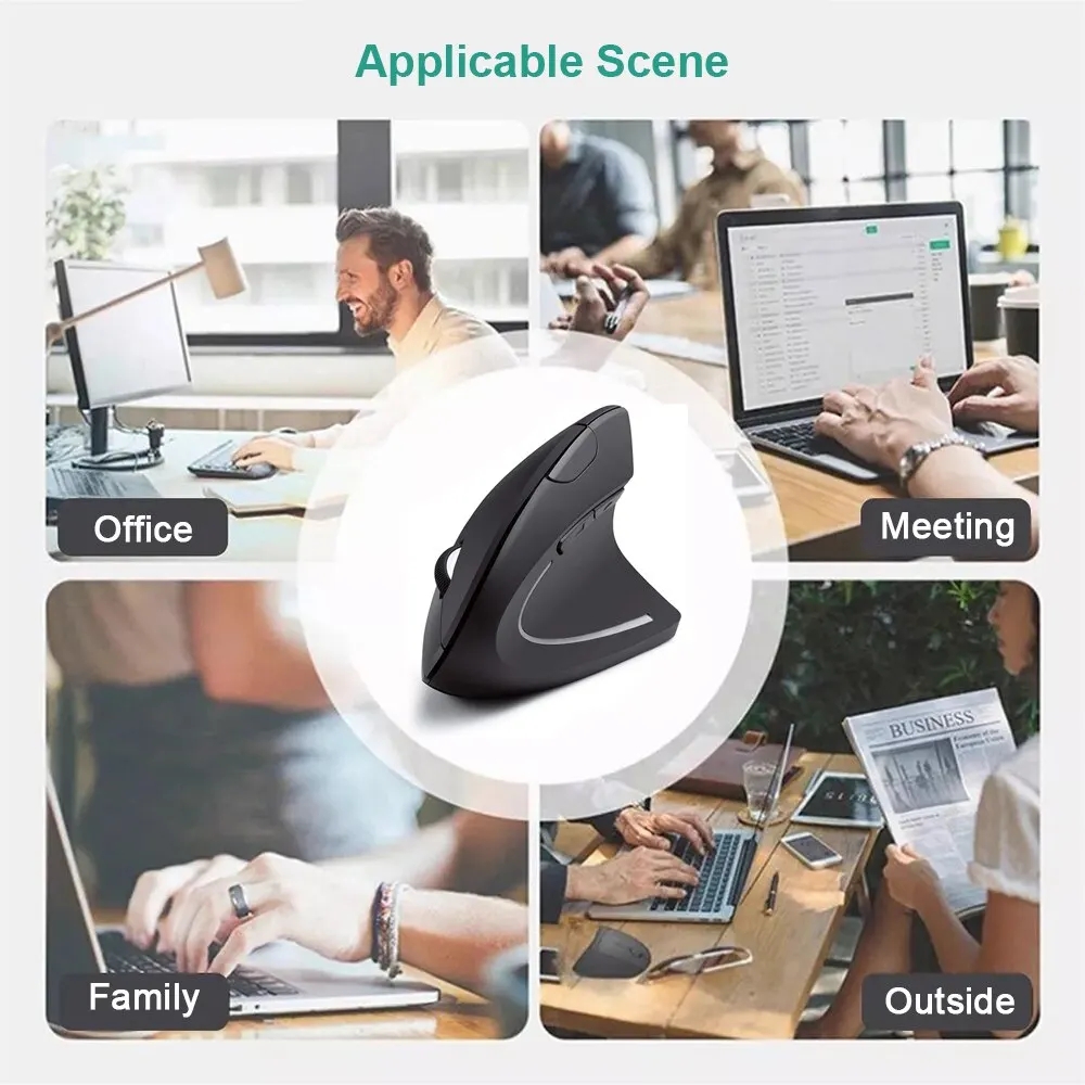 Vertical Mouse Ergonomic 2.4GHz Wireless Optical Mice 3 Adjustable DPI 800/1200/1600 5 Buttons for Laptop PC Computer Desktop