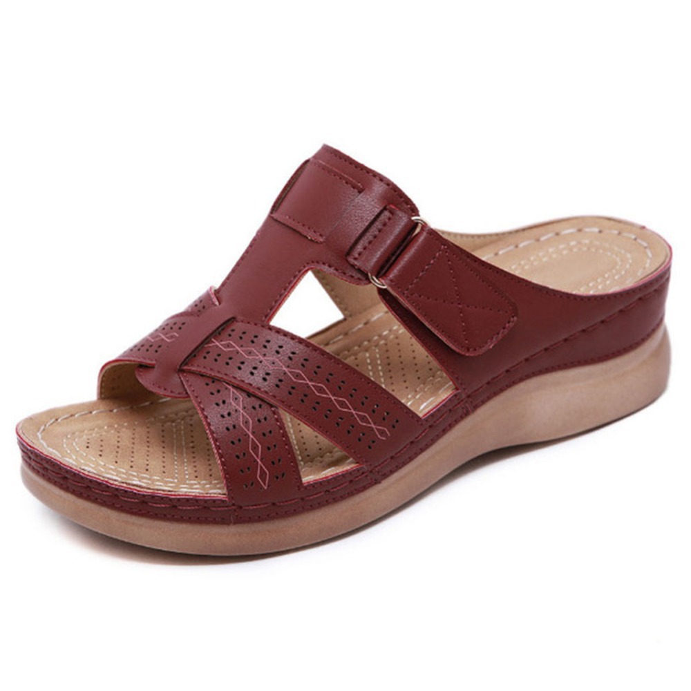 Women's wedge-shaped cross tie up sandals summer breathable open toe anti slip slippers