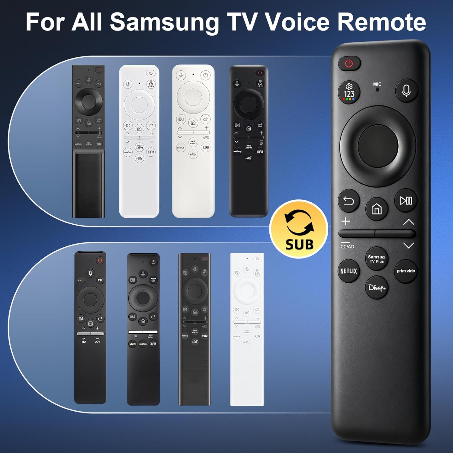 BN59-01432A TM2360E Rechargeable Voice Remote for Samsung Smart TVs, Replacement for All –2025 Samsung TV Remote Control with Solar Charging and Voice