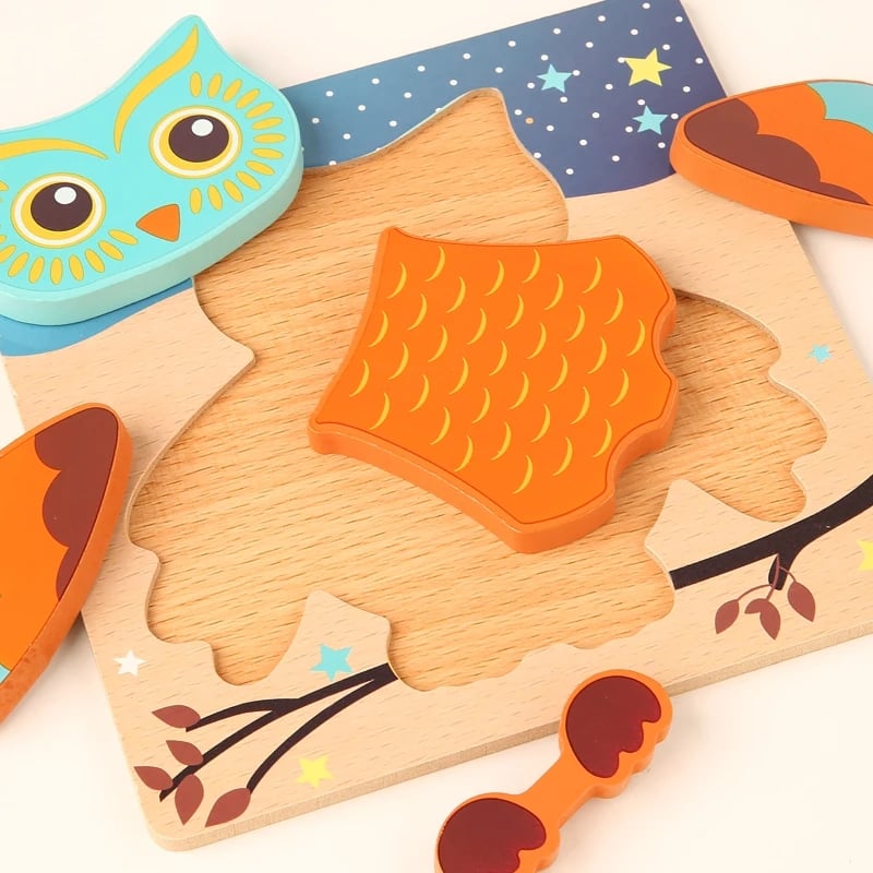 3D Wooden Puzzle Baby Cartoon Animal Traffic Jigsaw Early Learning Cognition Game Puzzle Toys for Children