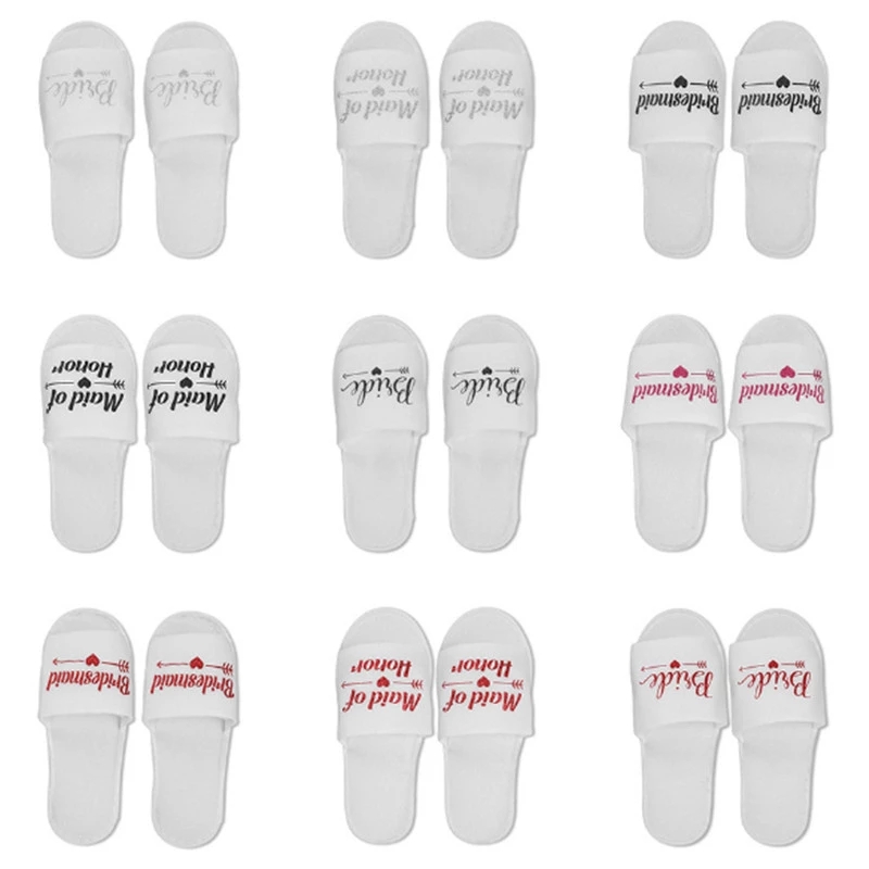 1 Pair Of Bridal Disposable Soft Slippers Wedding Decoration Team Groom Bachelorette Party Team Bridesmaid Hen Night Slippers