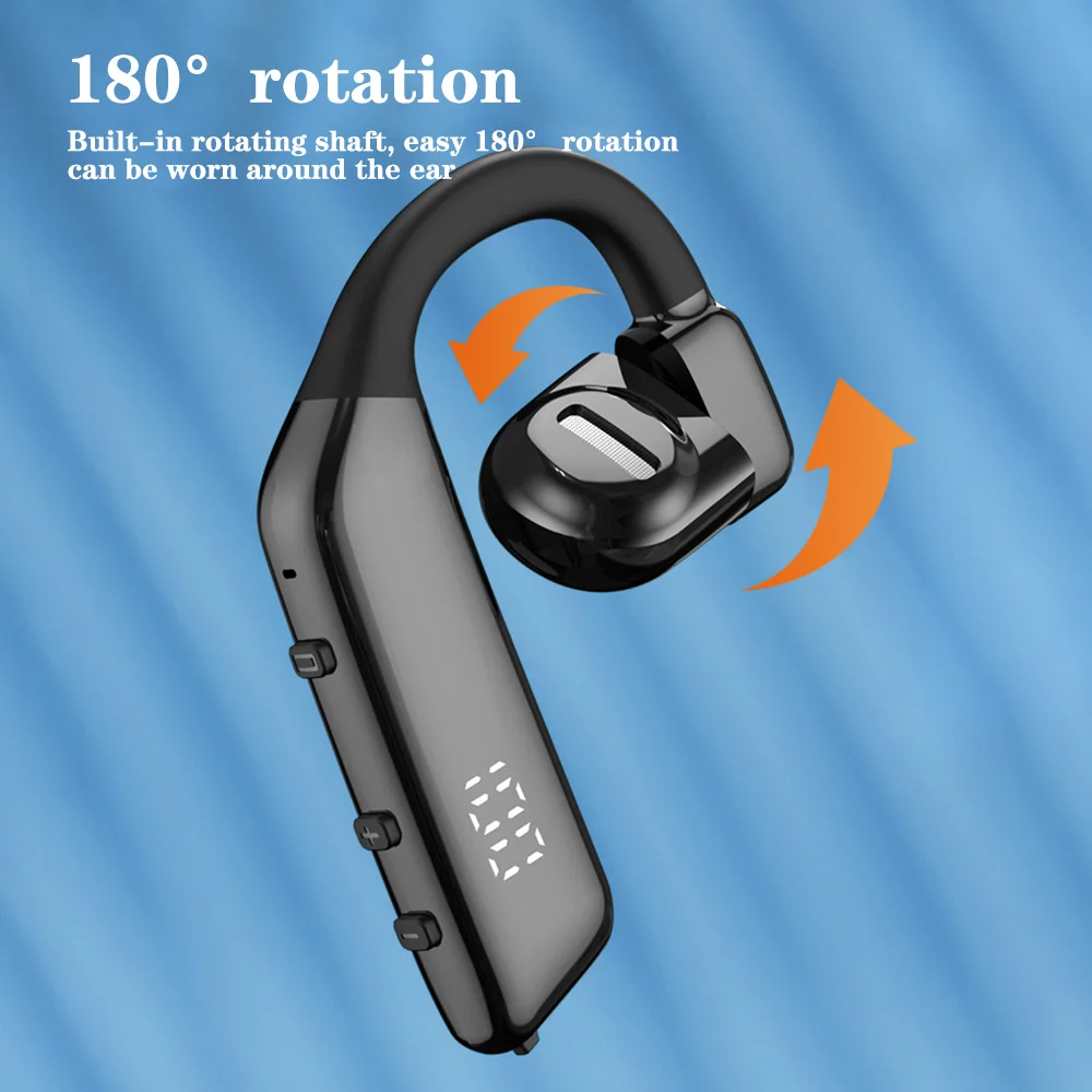 Single Ear-hook Wireless Bluetooth 5.3 Earphone Smart Noise Reduction HiFi Stereo Business Headphone Built-in HD Microphone