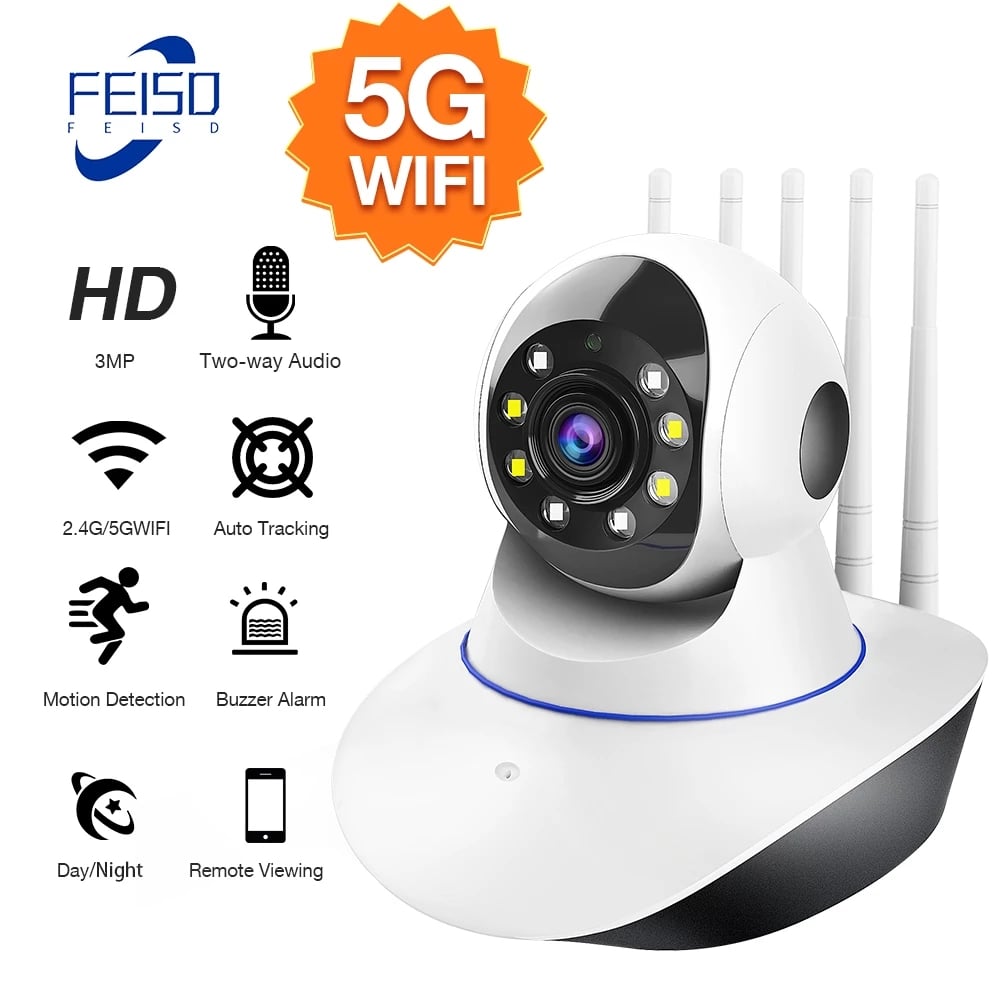 3MP 1080P Wireless IP Camera CCTV 5G WIFI Camera PTZ Security Surveillance Camera Protector Baby Monitor Smart Auto Tracking