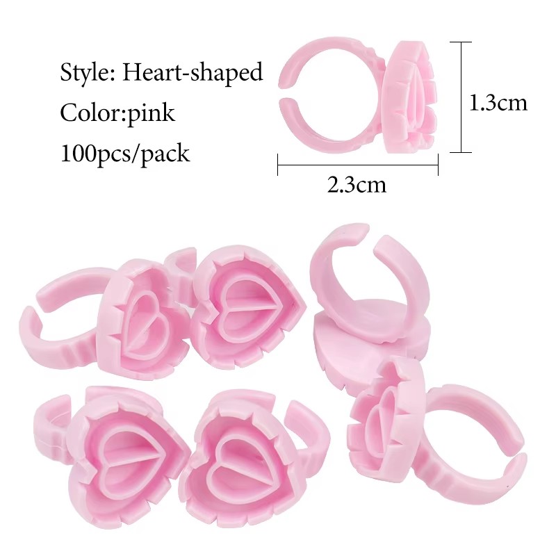 100Pcs Disposable Eyelash Glue Fan Cup Rings Holder Container Tattoo Pigment Eyelash Extension Tools Lash Supplies