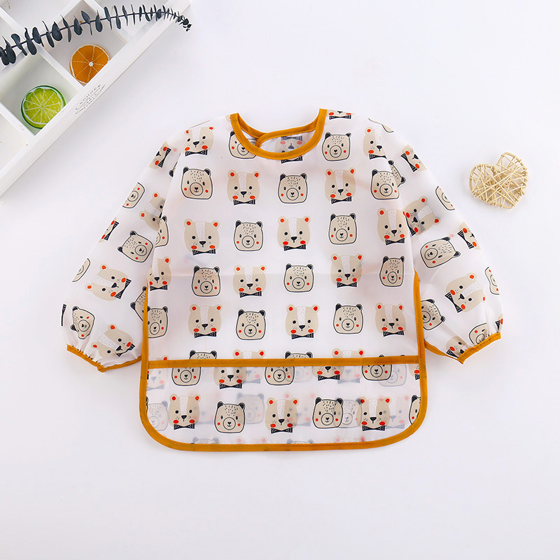 Baby Bibs New Cute Kids Baby Products Toddler Waterproof Long Sleeve Art Blouse Feeding Bib Apron