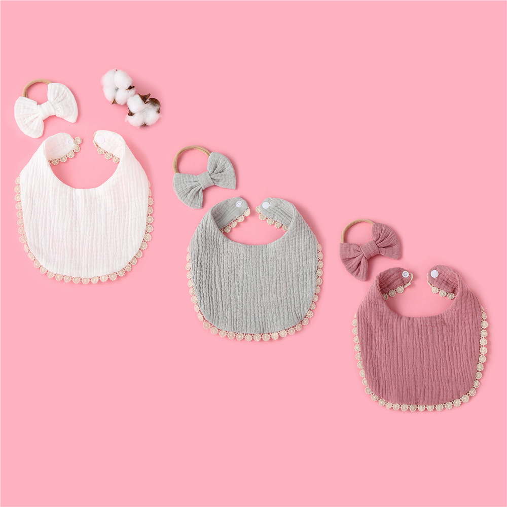 Cotton Gause Baby Bibs Solid Color 360 Flower Newborn Bib Infant Burp Cloths Bandana Scarf for Kid Girl Boy Feeding Saliva Towel