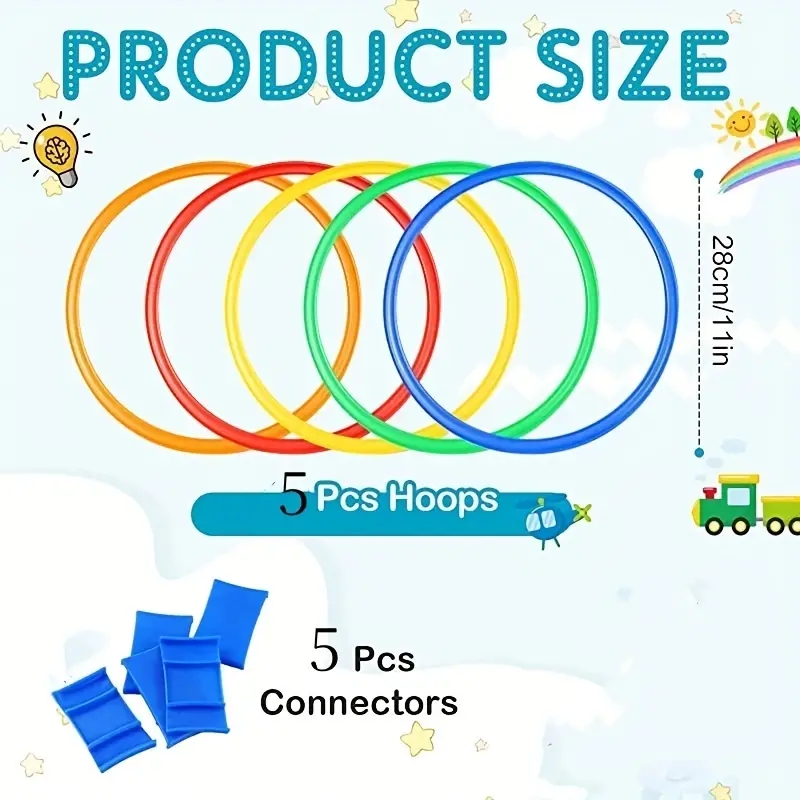 5pcs Hopscotch Set - Fun Outdoor/Indoor Obstacle Course for Kids - Improve Balance & Agility with this Playground Training Equip